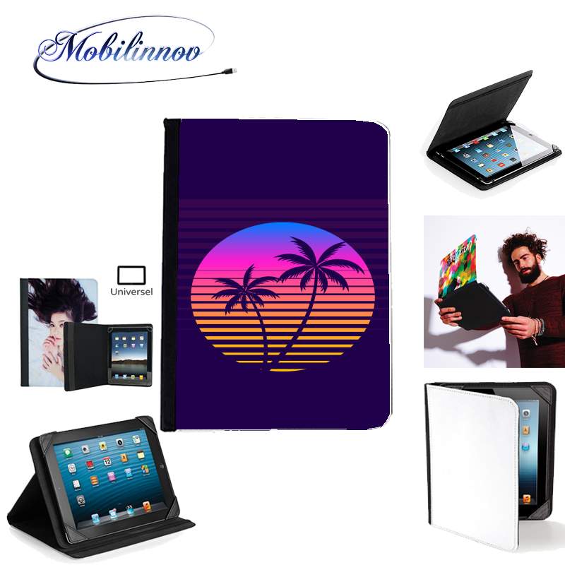 Étui Universel Tablette pour Classic retro 80s style tropical sunset