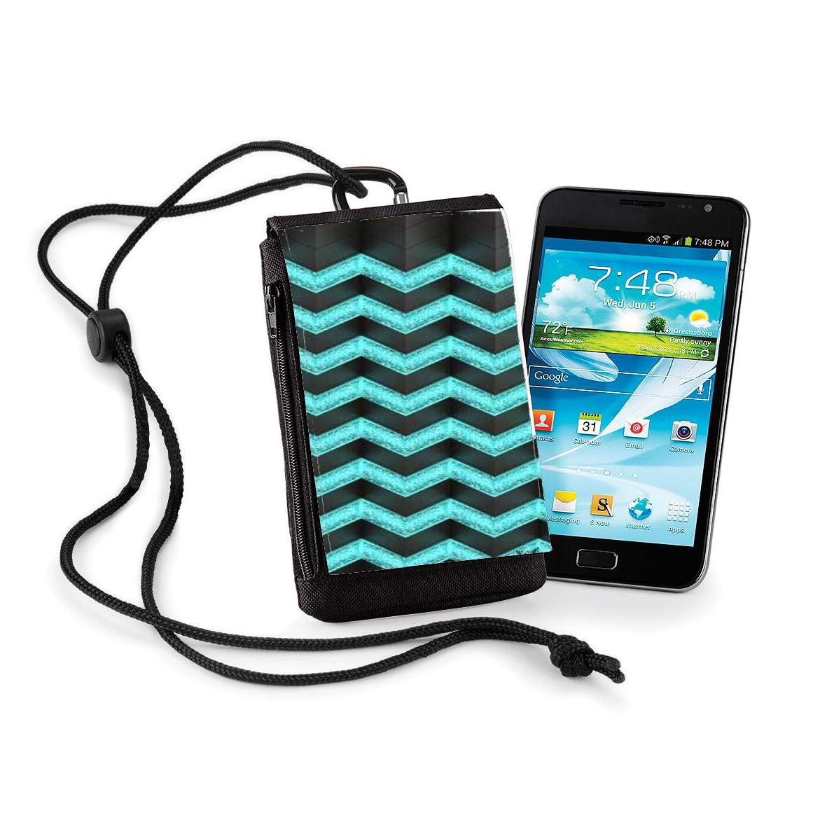 Pochette de téléphone - Taille XL pour Chevron scintillement Bleu