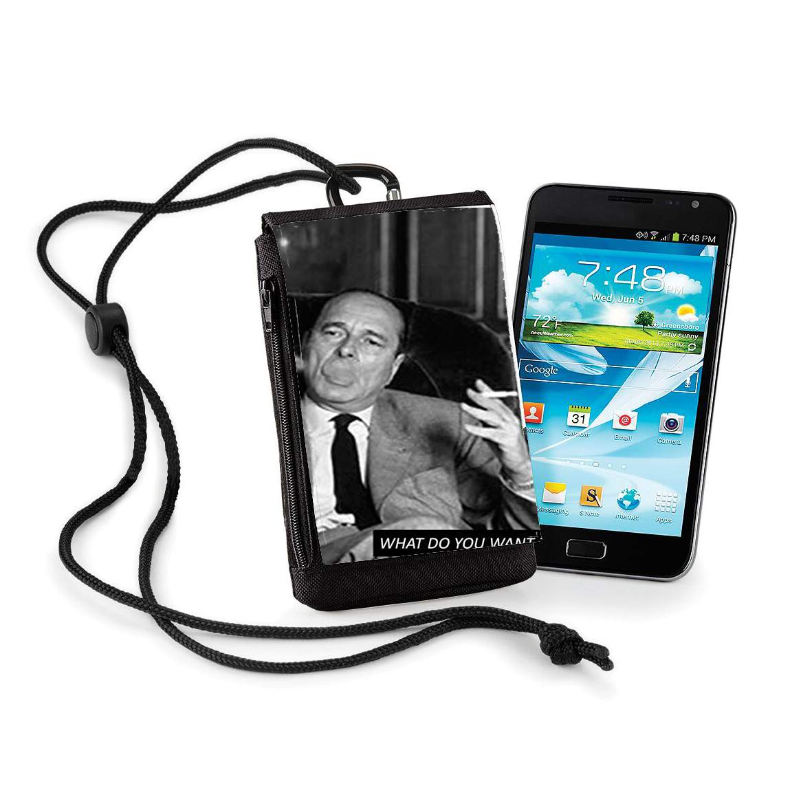 Pochette de téléphone - Taille XL pour Chirac Smoking What do you want