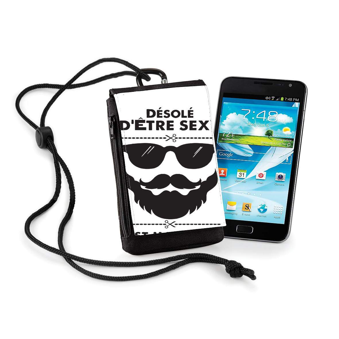 Pochette de téléphone - Taille XL pour Désolé d'être sexy c'est ma barbe