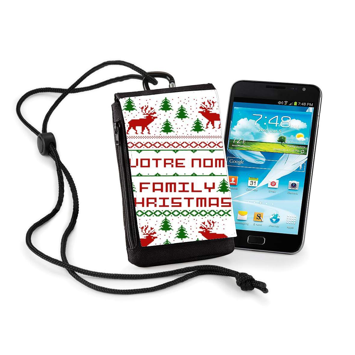 Pochette de téléphone - Taille XL pour Esprit de Noel avec nom personnalisable