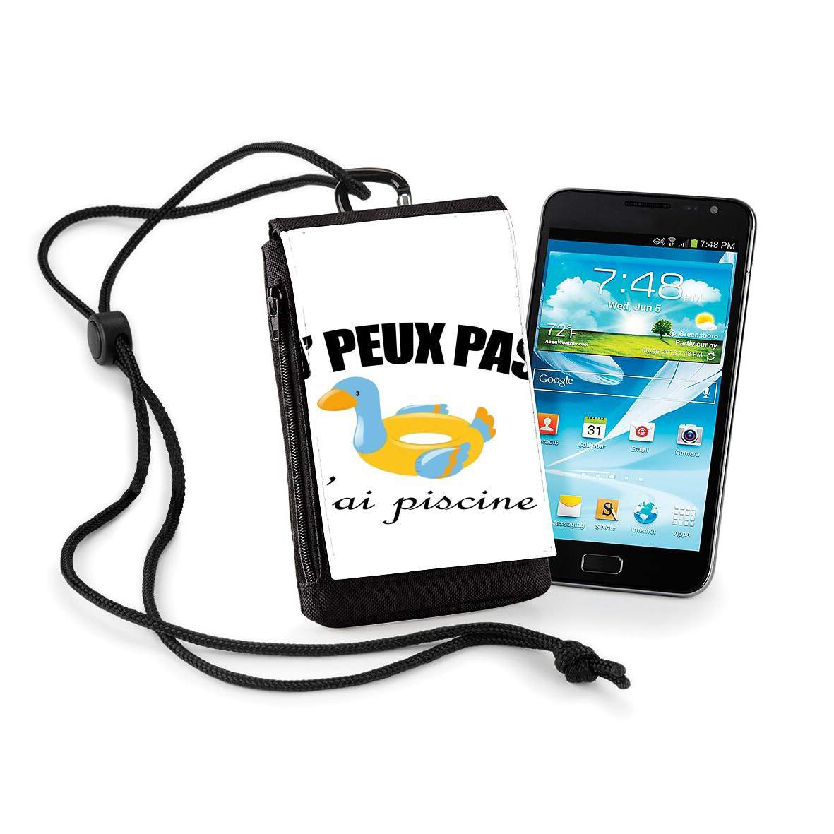 Pochette de téléphone - Taille XL pour Je peux pas j'ai piscine avec petit canard