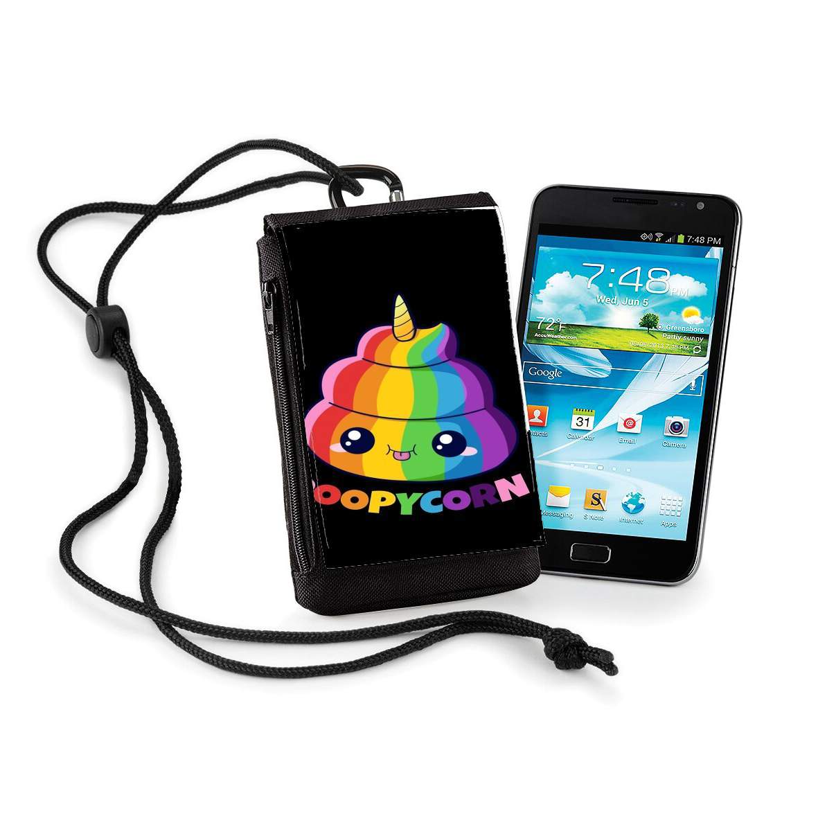 Pochette de téléphone - Taille XL pour Poopycorn Caca Licorne