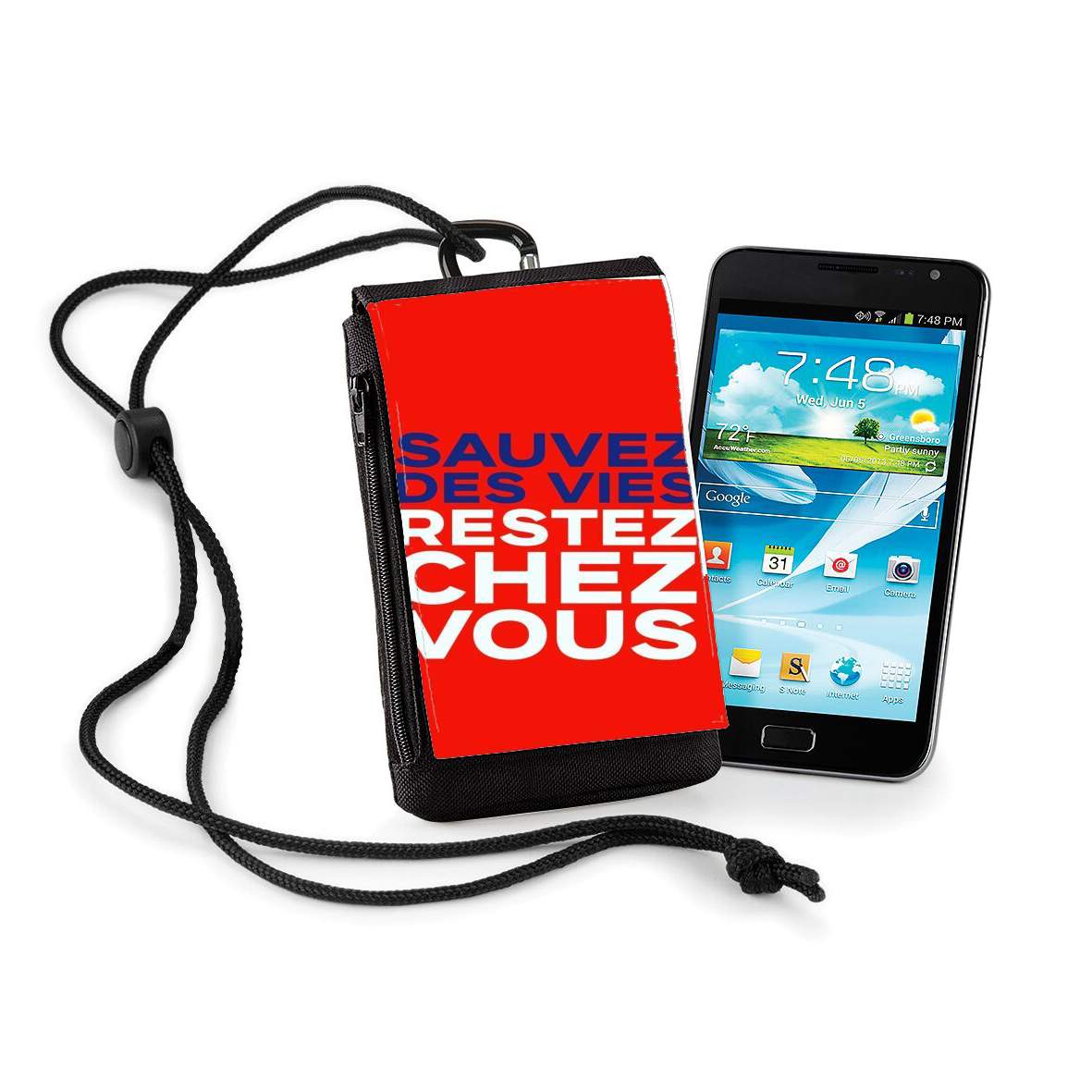 Pochette de téléphone - Taille XL pour Sauvez des vies - Restez chez vous