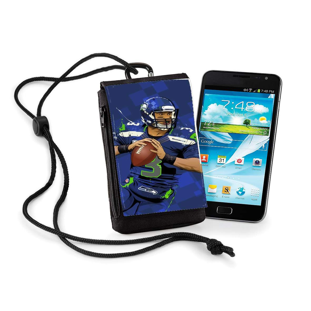 Pochette de téléphone - Taille XL pour Seattle Seahawks: QB 3 - Russell Wilson