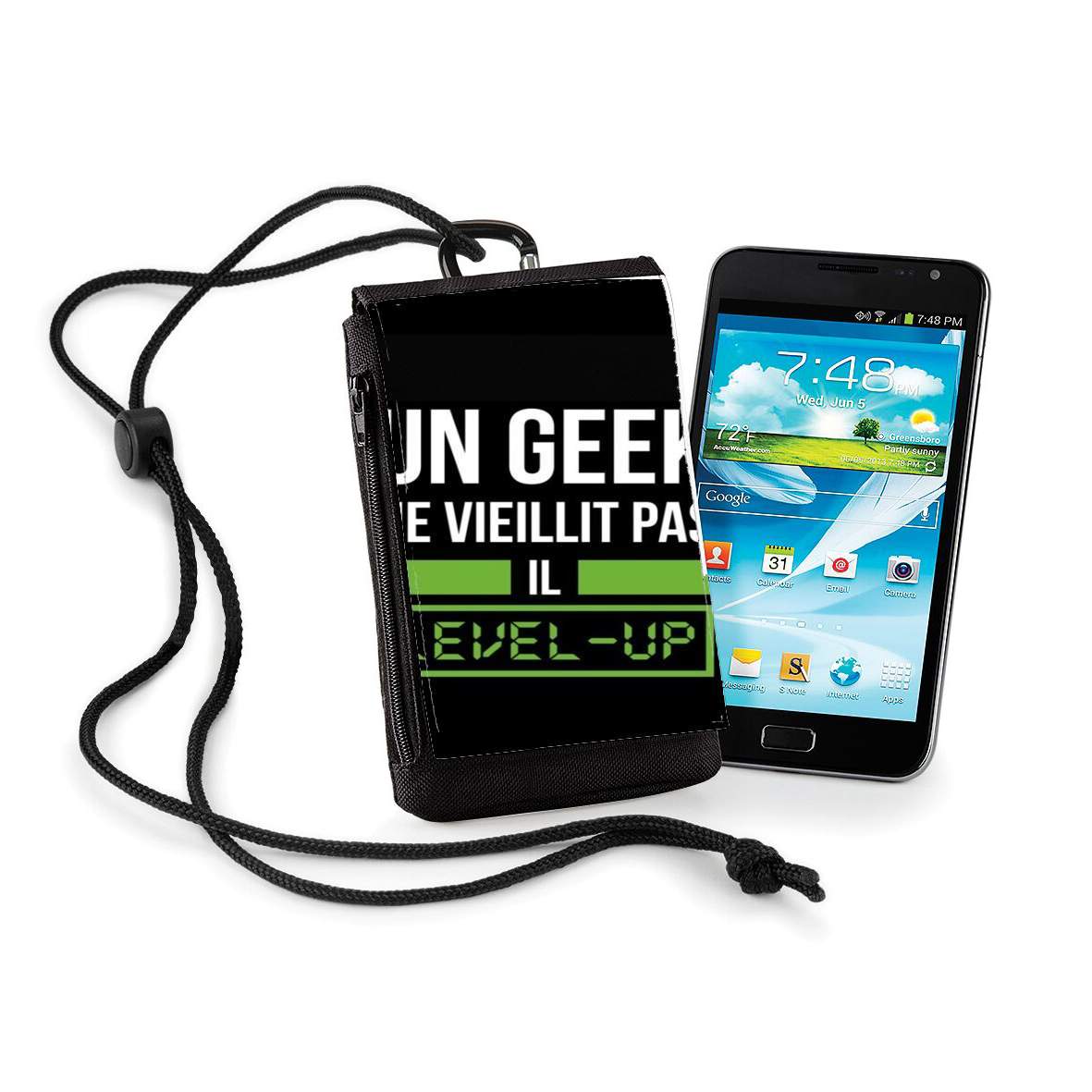 Pochette de téléphone - Taille XL pour Un Geek ne vieillit pas il level up