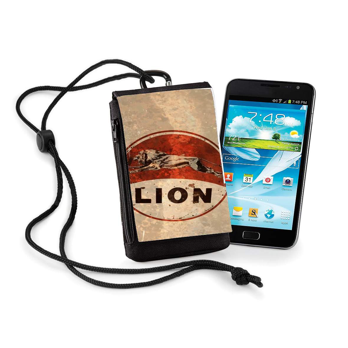 Pochette de téléphone - Taille XL pour Vintage Gas Station Lion