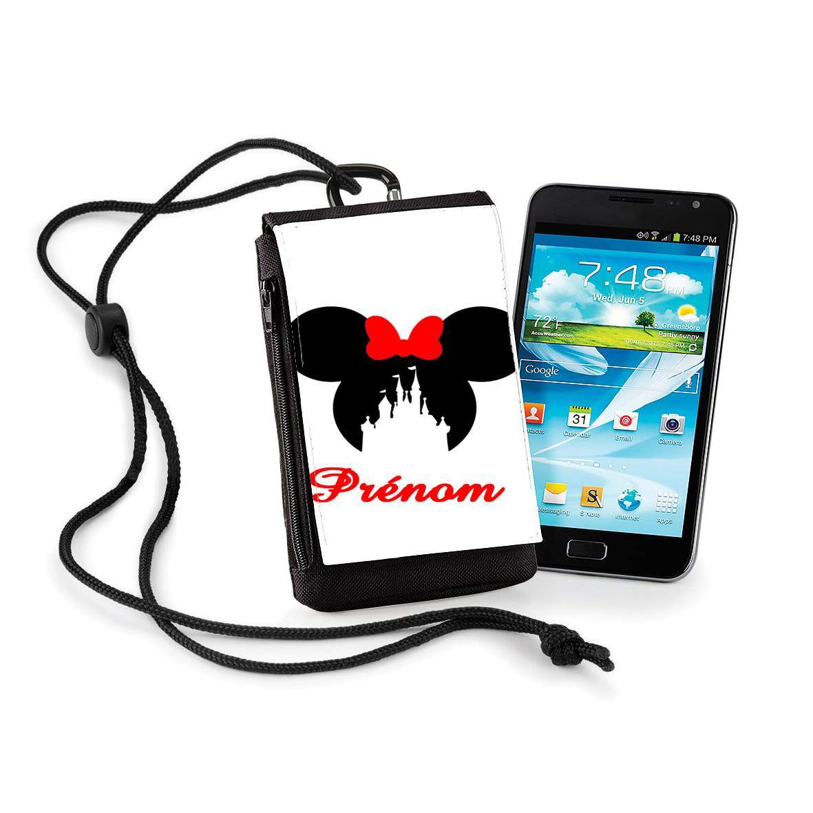 Pochette de téléphone - Taille normal pour Silhouette Minnie Château avec prénom personnalisable