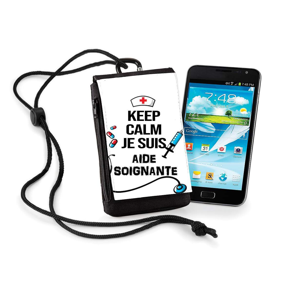 Pochette de téléphone - Taille normal pour Keep calm je suis aide soignante