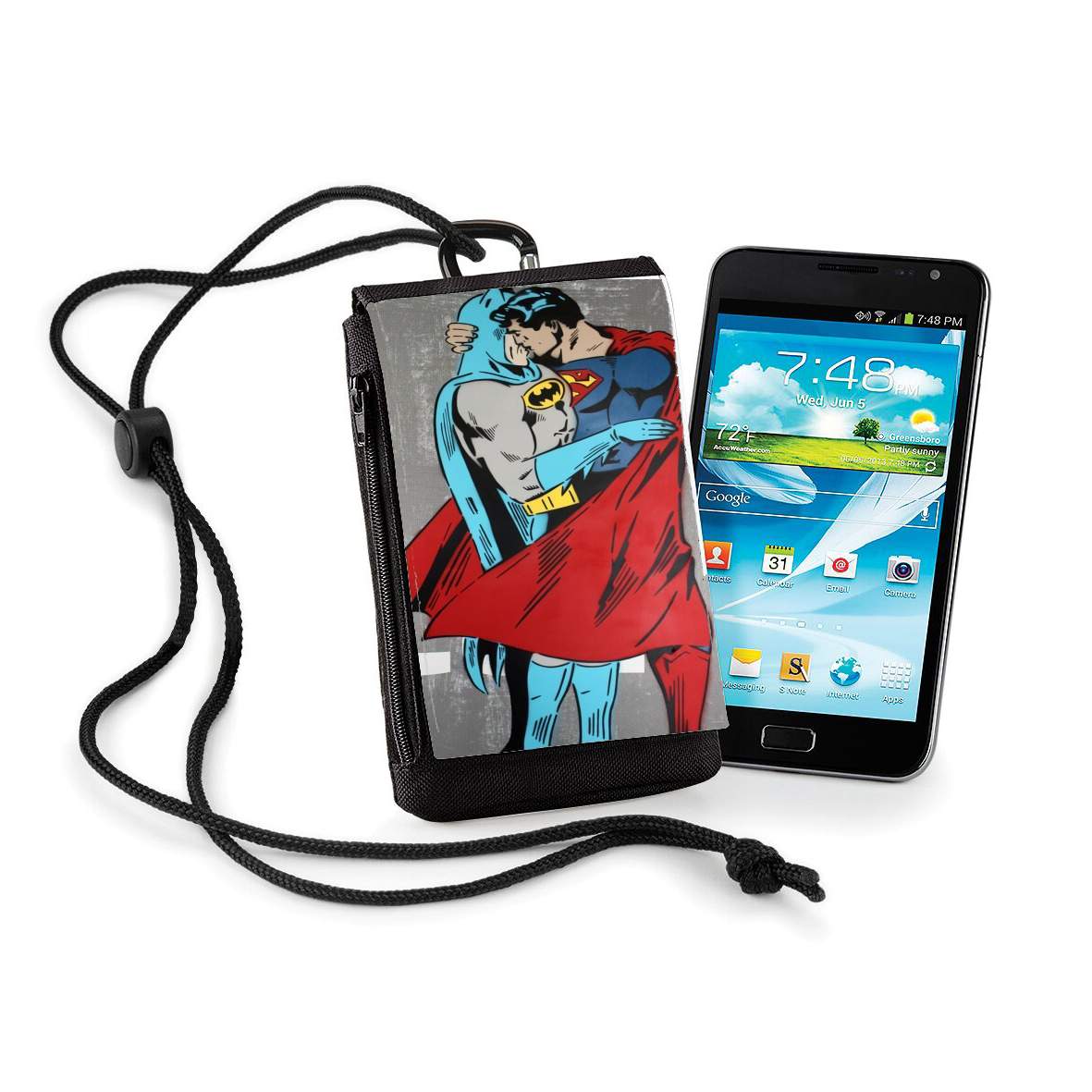 Pochette de téléphone - Taille normal pour Superman And Batman Kissing For Equality