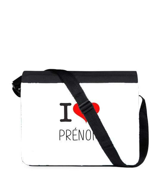 Sac bandoulière - besace pour I love Prénom - Personnalisable avec nom de ton choix