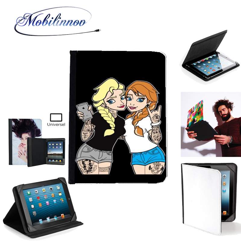 Étui Universel Tablette 7 pouces pour Sisters Selfie Tatoo Punk Elsa Anna